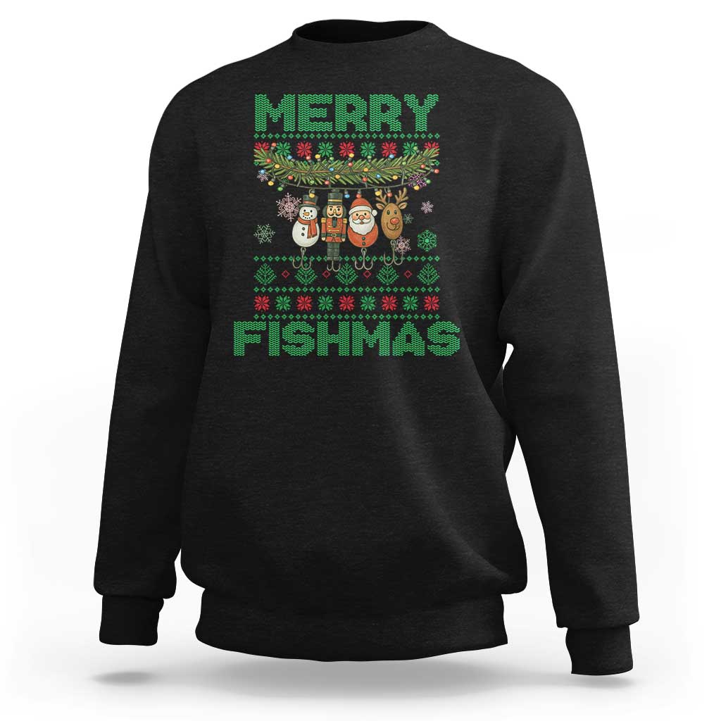 Merry Fishmas Ugly Sweater Sweatshirt Funny Fishing Holiday Gift - Wonder Print Shop