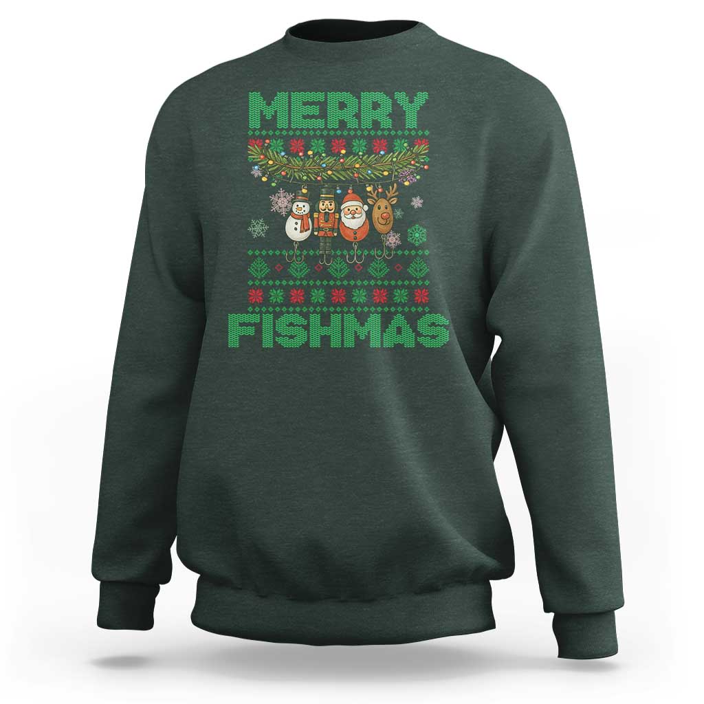 Merry Fishmas Ugly Sweater Sweatshirt Funny Fishing Holiday Gift - Wonder Print Shop