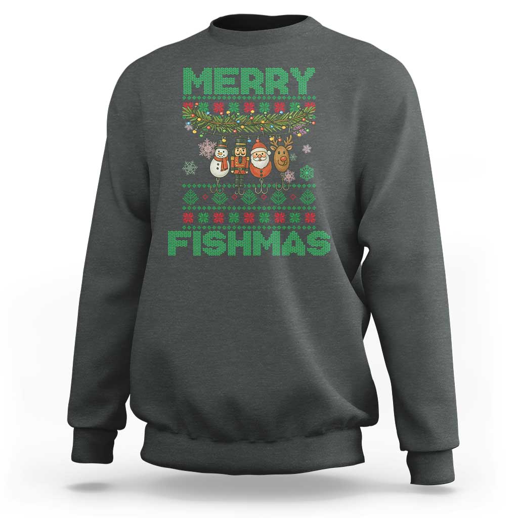 Merry Fishmas Ugly Sweater Sweatshirt Funny Fishing Holiday Gift - Wonder Print Shop
