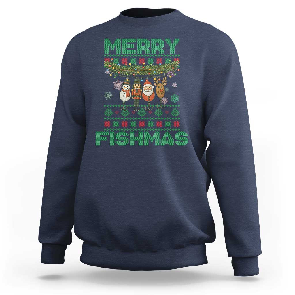 Merry Fishmas Ugly Sweater Sweatshirt Funny Fishing Holiday Gift - Wonder Print Shop