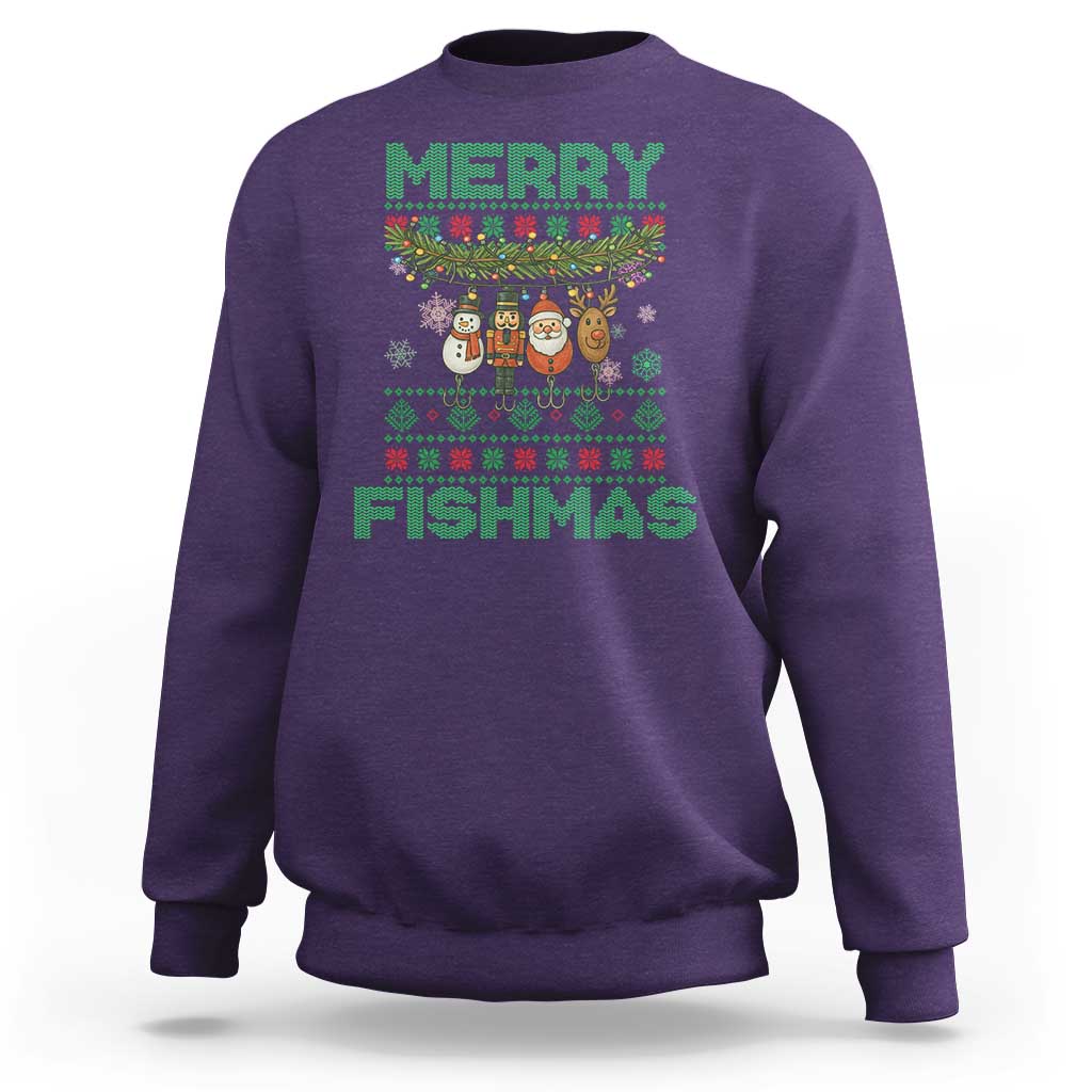 Merry Fishmas Ugly Sweater Sweatshirt Funny Fishing Holiday Gift - Wonder Print Shop