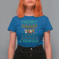 Merry Fishmas Ugly Sweater T Shirt For Women Funny Fishing Holiday Gift - Wonder Print Shop