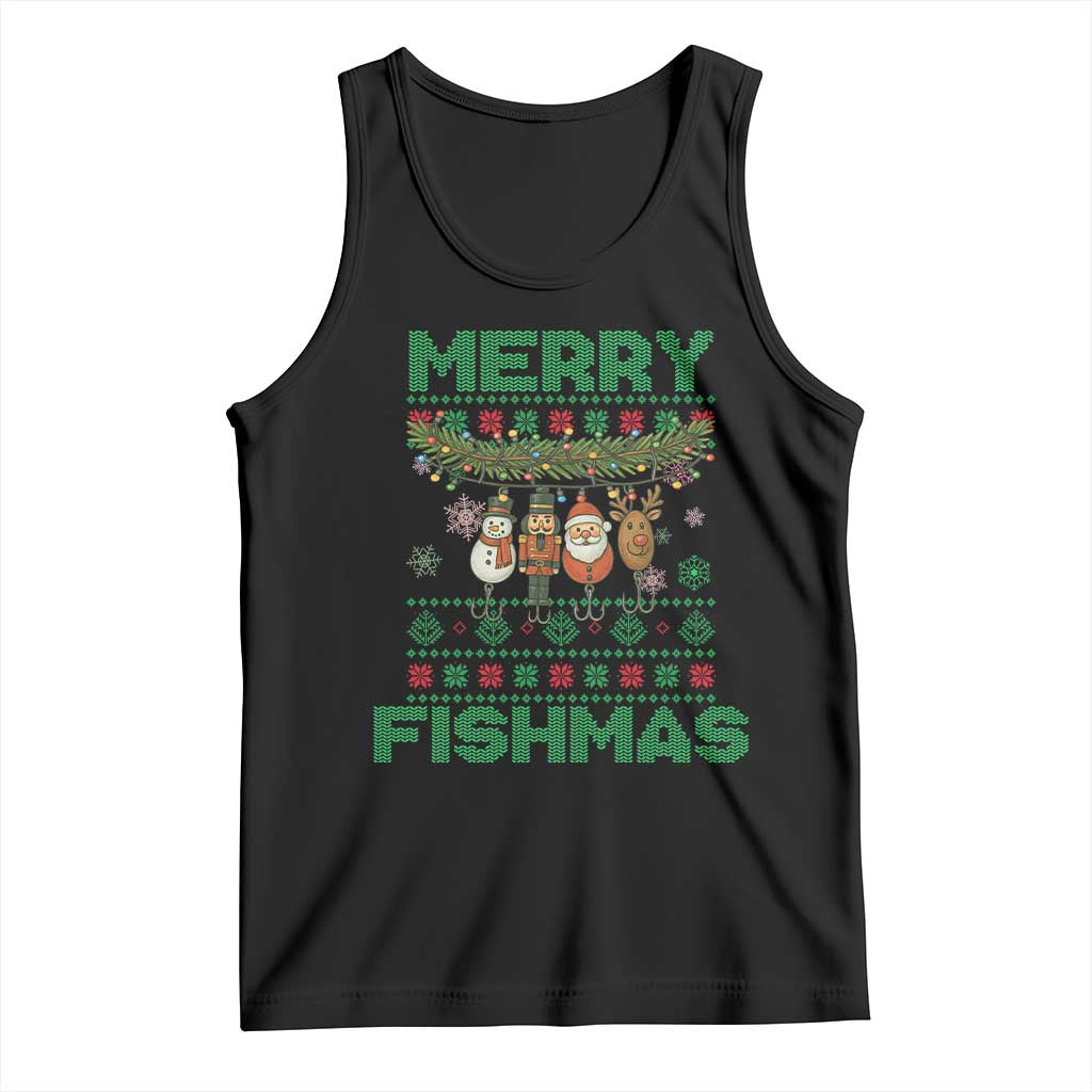 Merry Fishmas Ugly Sweater Tank Top Funny Fishing Holiday Gift - Wonder Print Shop