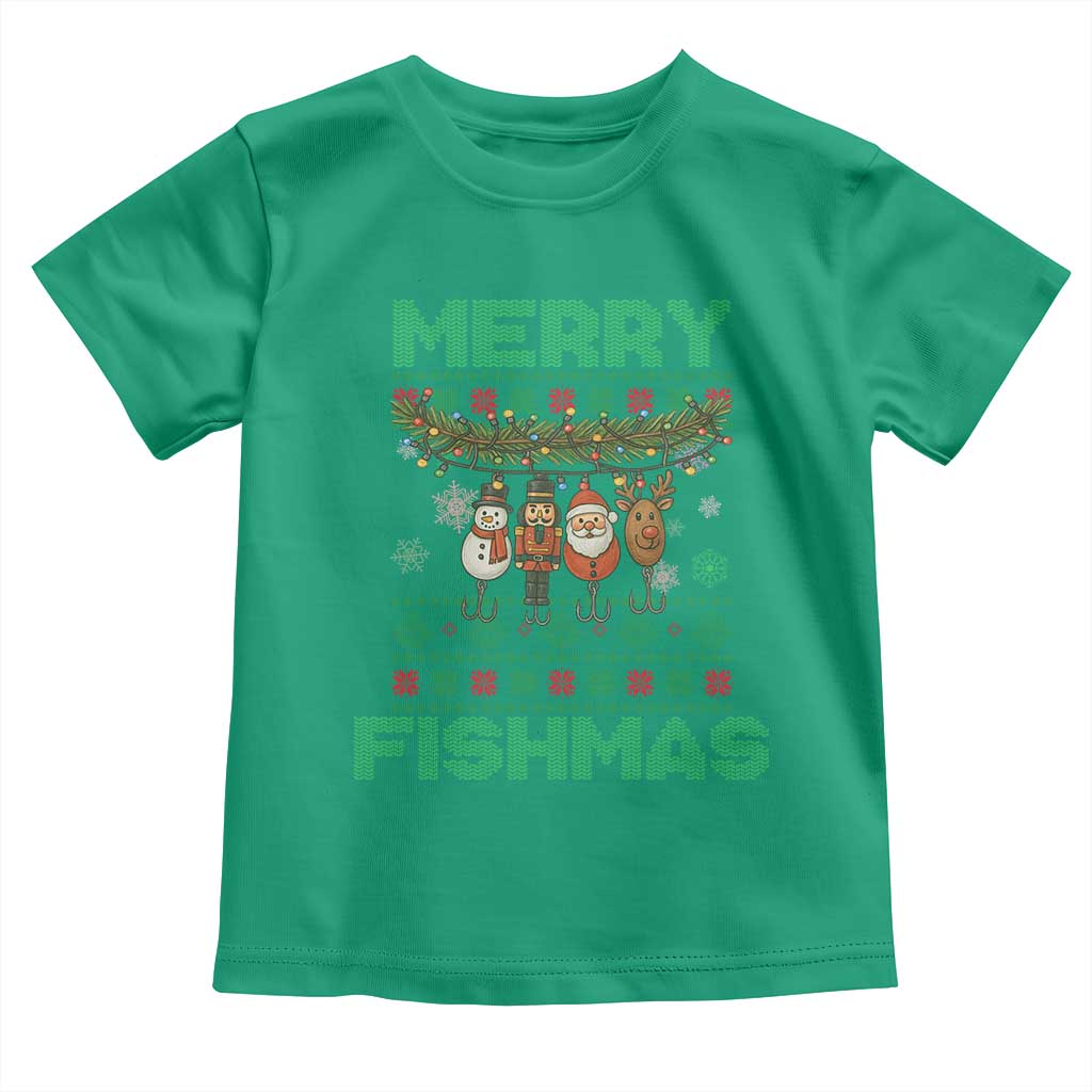 Merry Fishmas Ugly Sweater Toddler T Shirt Funny Fishing Holiday Gift - Wonder Print Shop