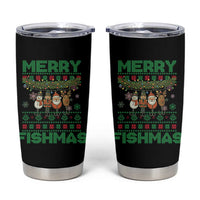 Merry Fishmas Ugly Sweater Tumbler Cup Funny Fishing Holiday Gift