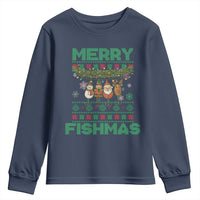 Merry Fishmas Ugly Sweater Youth Sweatshirt Funny Fishing Holiday Gift - Wonder Print Shop