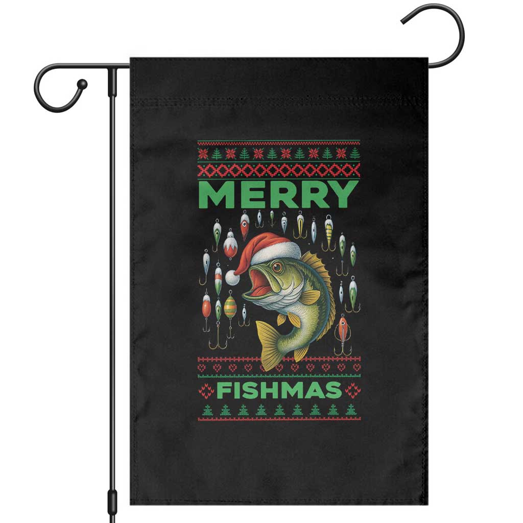 Funny Merry Fishmas Ugly Sweater Garden Flag Fisherman Christmas Gift - Wonder Print Shop