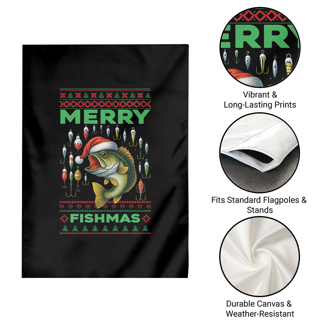 Funny Merry Fishmas Ugly Sweater Garden Flag Fisherman Christmas Gift - Wonder Print Shop