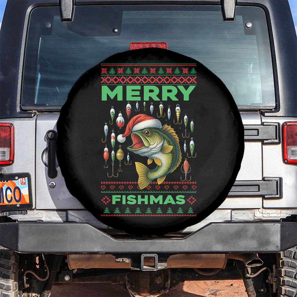 Funny Merry Fishmas Ugly Sweater Spare Tire Cover Fisherman Christmas Gift - Wonder Print Shop