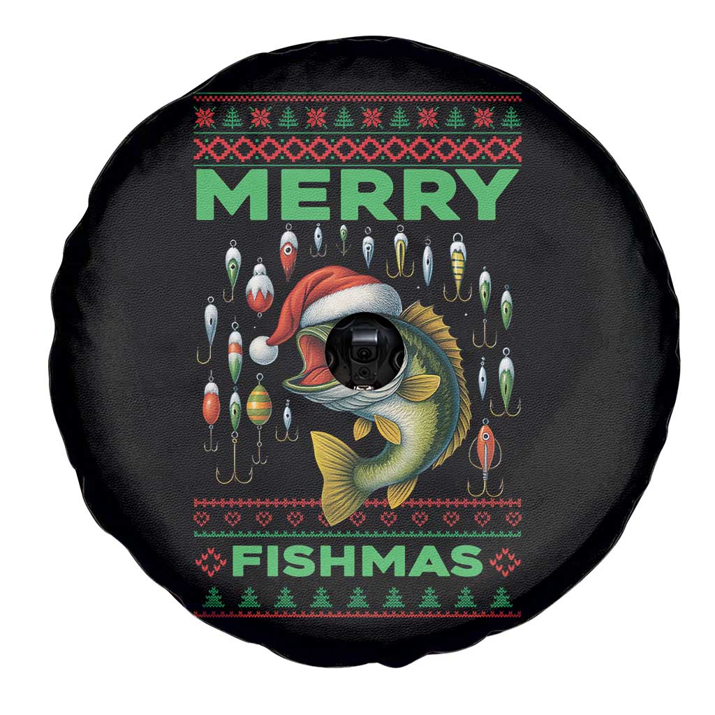 Funny Merry Fishmas Ugly Sweater Spare Tire Cover Fisherman Christmas Gift - Wonder Print Shop