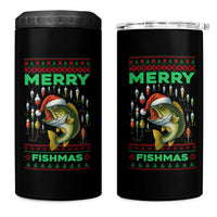 Funny Merry Fishmas Ugly Sweater 4 in 1 Can Cooler Tumbler Fisherman Christmas Gift