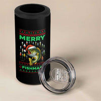 Funny Merry Fishmas Ugly Sweater 4 in 1 Can Cooler Tumbler Fisherman Christmas Gift