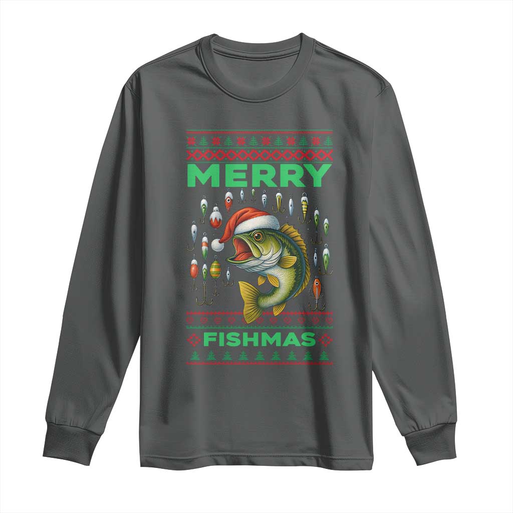 Funny Merry Fishmas Ugly Sweater Long Sleeve Shirt Fisherman Christmas Gift - Wonder Print Shop