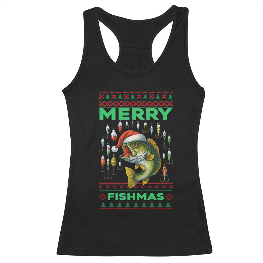 Funny Merry Fishmas Ugly Sweater Racerback Tank Top Fisherman Christmas Gift - Wonder Print Shop
