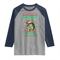 Funny Merry Fishmas Ugly Sweater Raglan Shirt Fisherman Christmas Gift - Wonder Print Shop