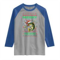 Funny Merry Fishmas Ugly Sweater Raglan Shirt Fisherman Christmas Gift - Wonder Print Shop