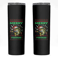 Funny Merry Fishmas Ugly Sweater Skinny Tumbler Fisherman Christmas Gift