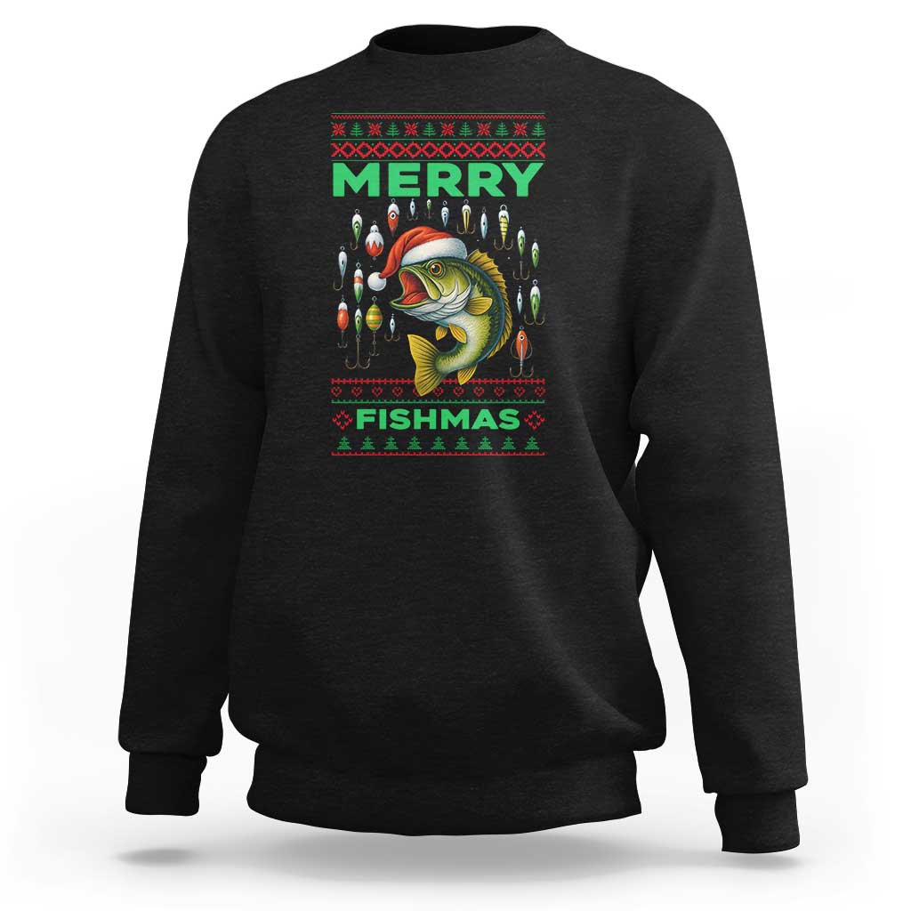 Funny Merry Fishmas Ugly Sweater Sweatshirt Fisherman Christmas Gift - Wonder Print Shop