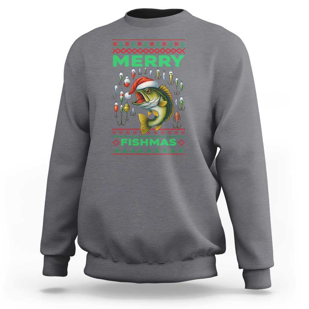 Funny Merry Fishmas Ugly Sweater Sweatshirt Fisherman Christmas Gift - Wonder Print Shop
