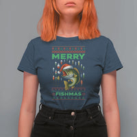 Funny Merry Fishmas Ugly Sweater T Shirt For Women Fisherman Christmas Gift - Wonder Print Shop