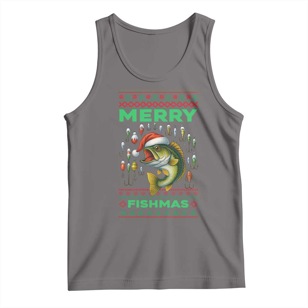 Funny Merry Fishmas Ugly Sweater Tank Top Fisherman Christmas Gift - Wonder Print Shop