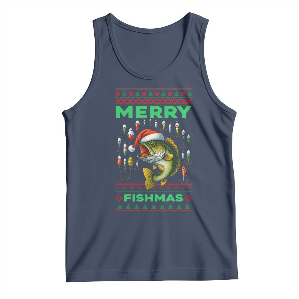 Funny Merry Fishmas Ugly Sweater Tank Top Fisherman Christmas Gift - Wonder Print Shop