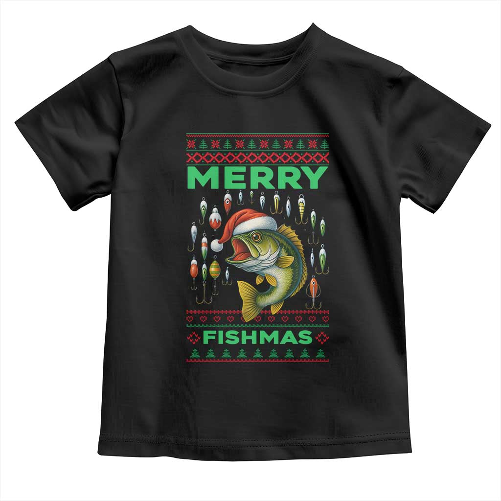 Funny Merry Fishmas Ugly Sweater Toddler T Shirt Fisherman Christmas Gift - Wonder Print Shop