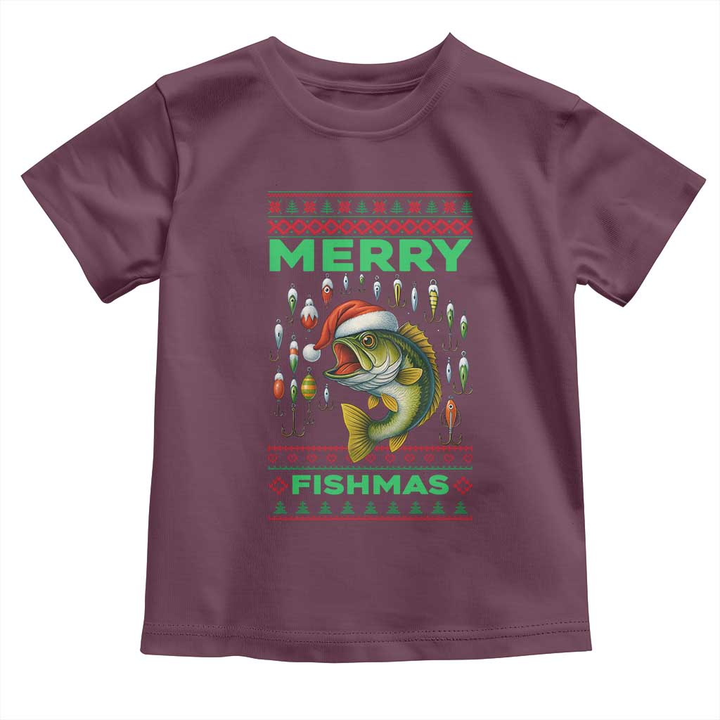 Funny Merry Fishmas Ugly Sweater Toddler T Shirt Fisherman Christmas Gift - Wonder Print Shop