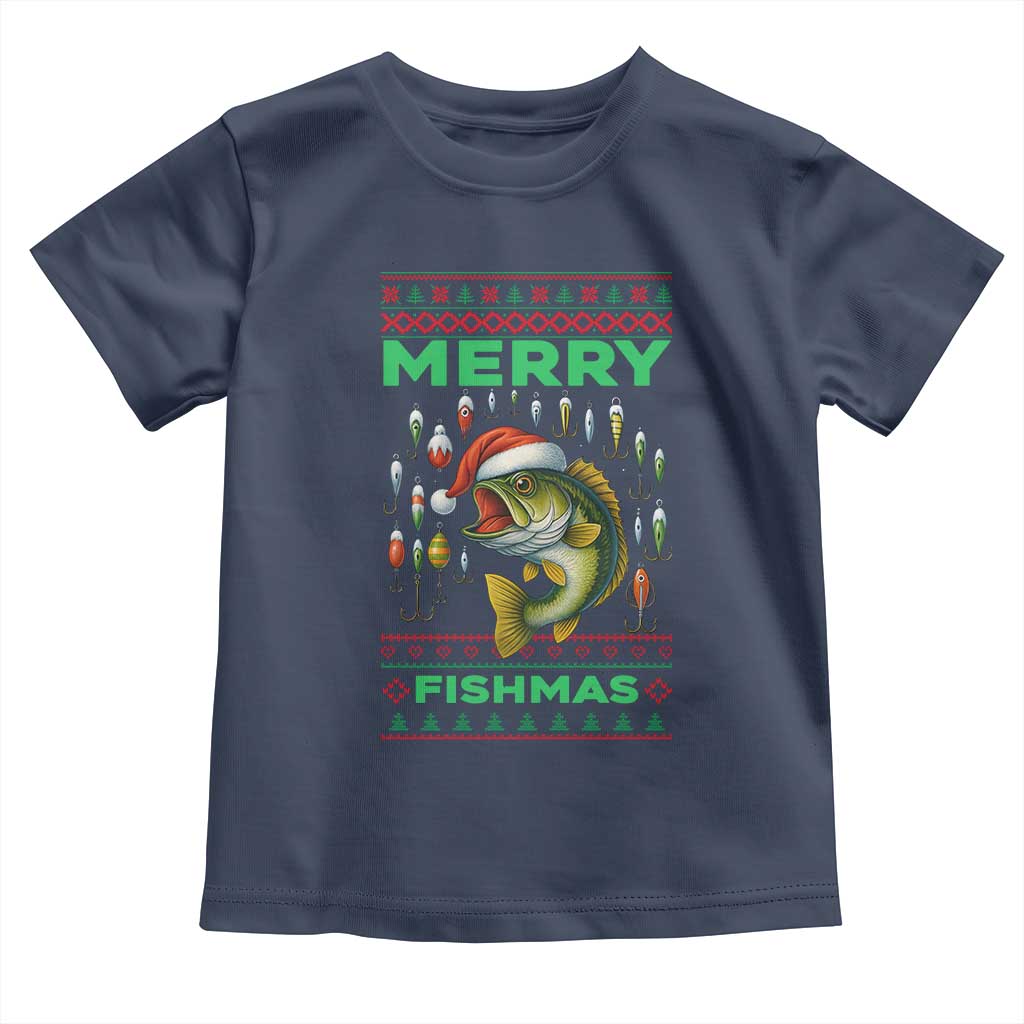 Funny Merry Fishmas Ugly Sweater Toddler T Shirt Fisherman Christmas Gift - Wonder Print Shop