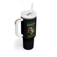 Funny Merry Fishmas Ugly Sweater Tumbler With Handle Fisherman Christmas Gift