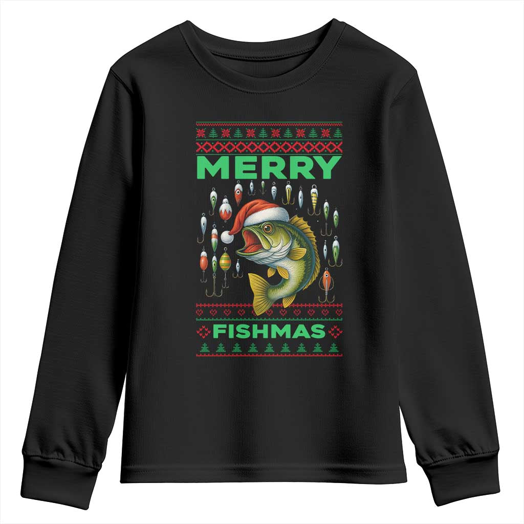 Funny Merry Fishmas Ugly Sweater Youth Sweatshirt Fisherman Christmas Gift - Wonder Print Shop
