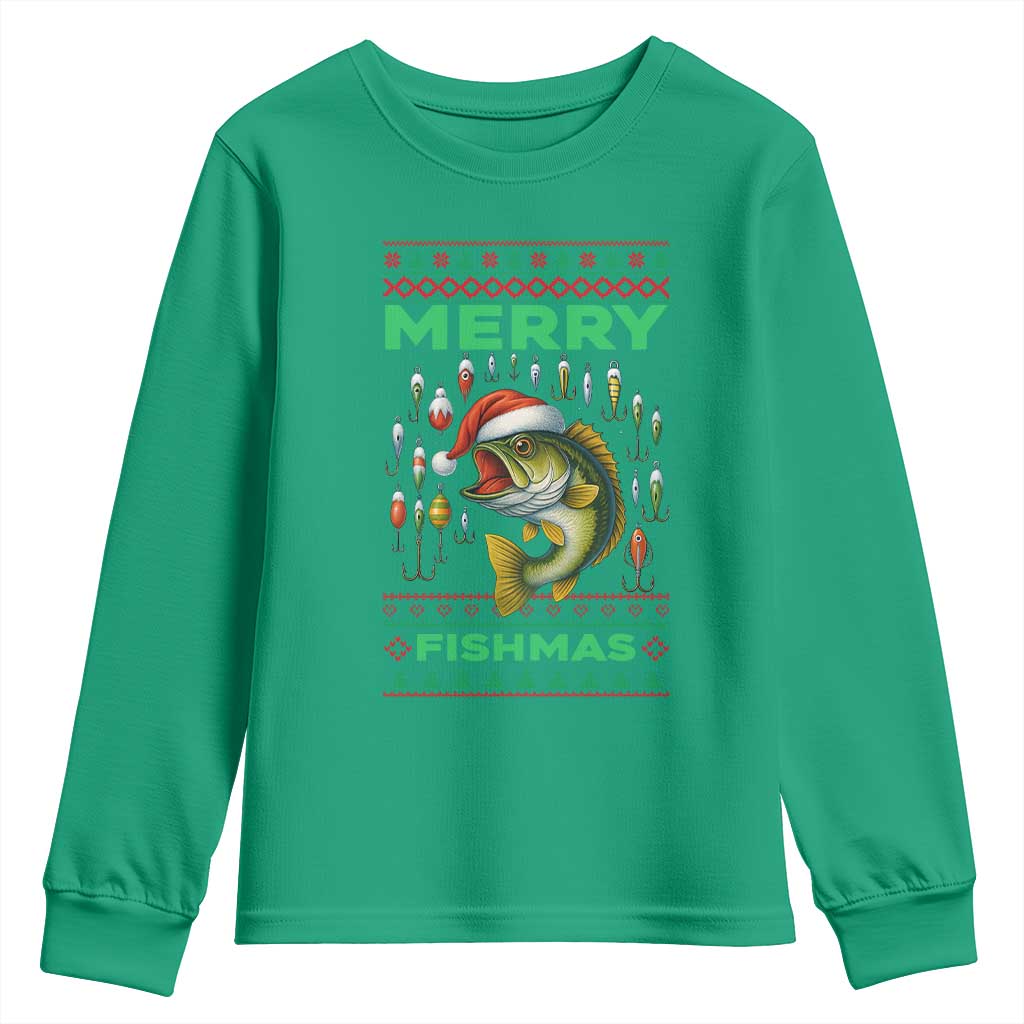 Funny Merry Fishmas Ugly Sweater Youth Sweatshirt Fisherman Christmas Gift - Wonder Print Shop