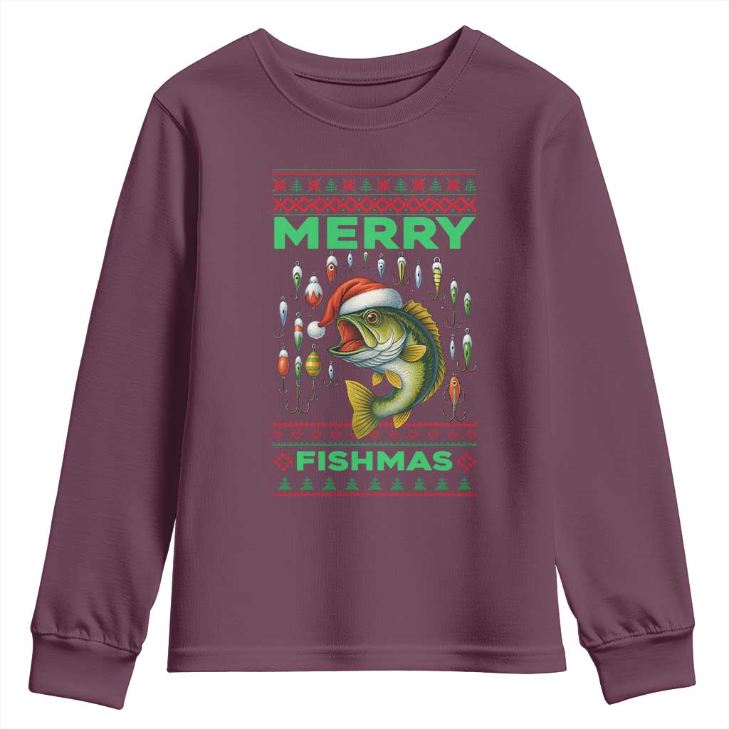 Funny Merry Fishmas Ugly Sweater Youth Sweatshirt Fisherman Christmas Gift - Wonder Print Shop