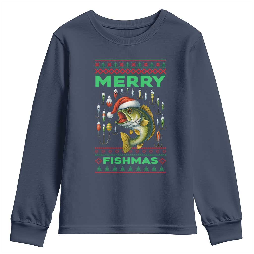 Funny Merry Fishmas Ugly Sweater Youth Sweatshirt Fisherman Christmas Gift - Wonder Print Shop