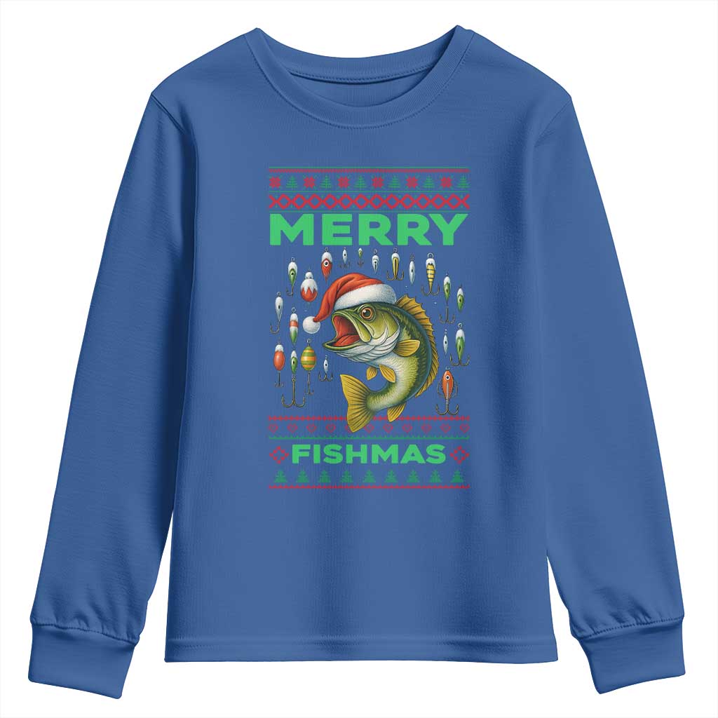Funny Merry Fishmas Ugly Sweater Youth Sweatshirt Fisherman Christmas Gift - Wonder Print Shop