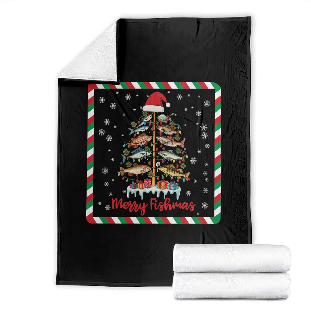 Merry Fishmas Throw Blanket Funny Xmas Fishing Lover Gift - Wonder Print Shop