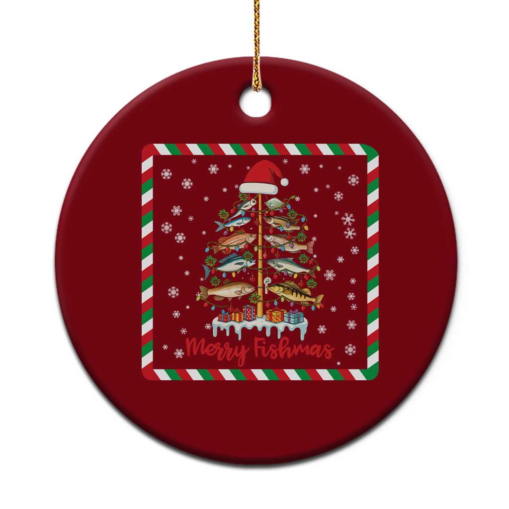 Merry Fishmas Ceramic Ornament Funny Xmas Fishing Lover Gift - Wonder Print Shop