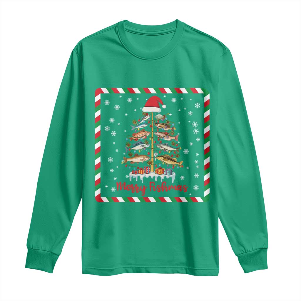 Merry Fishmas Long Sleeve Shirt Funny Xmas Fishing Lover Gift - Wonder Print Shop
