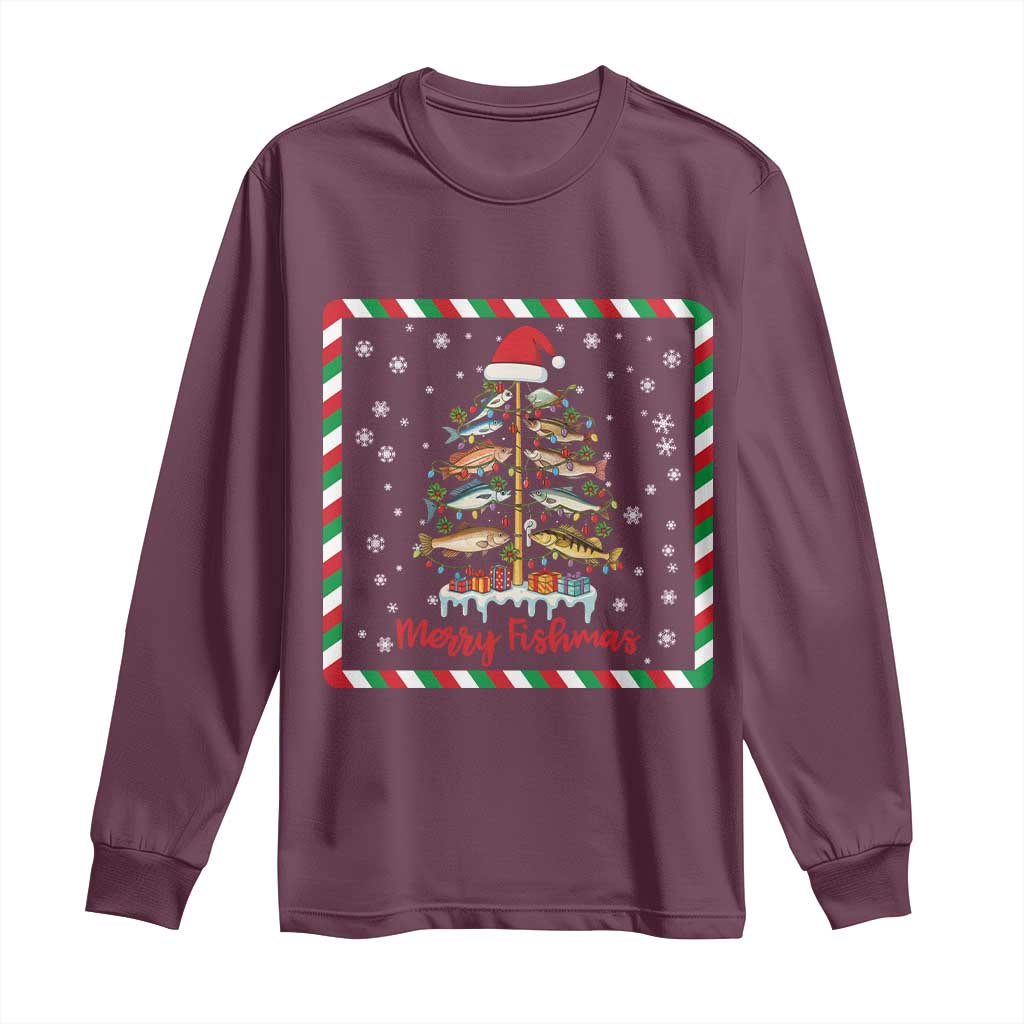 Merry Fishmas Long Sleeve Shirt Funny Xmas Fishing Lover Gift - Wonder Print Shop