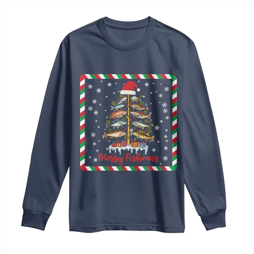 Merry Fishmas Long Sleeve Shirt Funny Xmas Fishing Lover Gift - Wonder Print Shop
