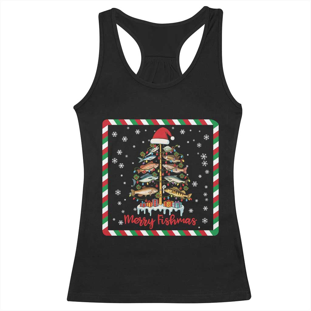 Merry Fishmas Racerback Tank Top Funny Xmas Fishing Lover Gift - Wonder Print Shop