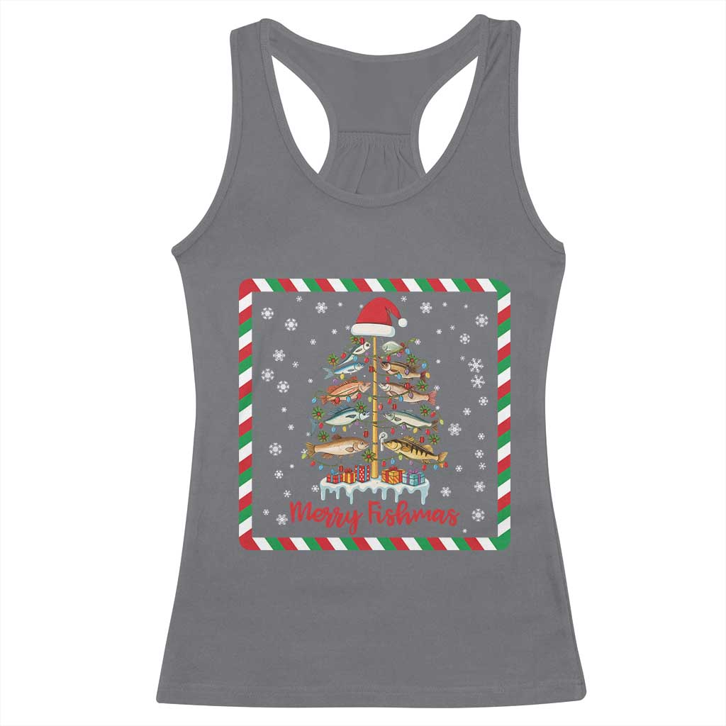 Merry Fishmas Racerback Tank Top Funny Xmas Fishing Lover Gift - Wonder Print Shop