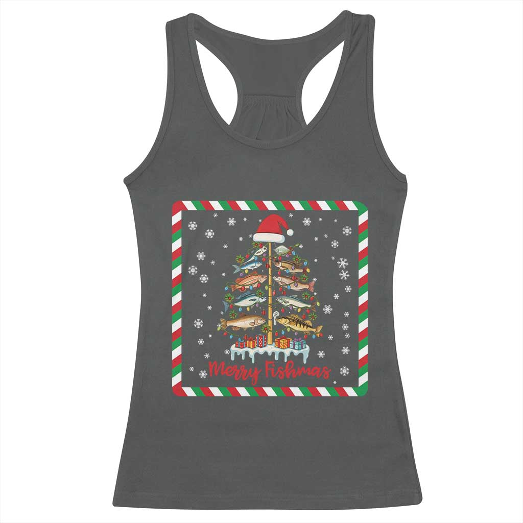 Merry Fishmas Racerback Tank Top Funny Xmas Fishing Lover Gift - Wonder Print Shop
