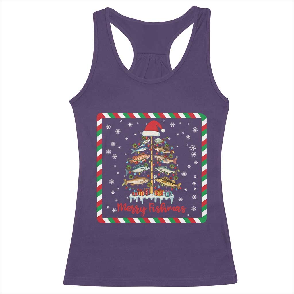 Merry Fishmas Racerback Tank Top Funny Xmas Fishing Lover Gift - Wonder Print Shop