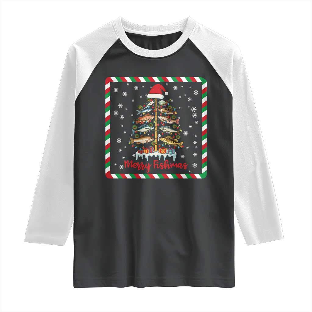 Merry Fishmas Raglan Shirt Funny Xmas Fishing Lover Gift - Wonder Print Shop