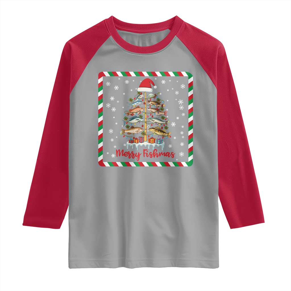 Merry Fishmas Raglan Shirt Funny Xmas Fishing Lover Gift - Wonder Print Shop