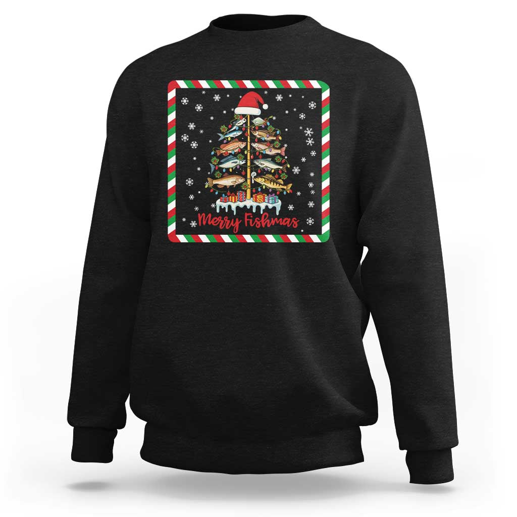 Merry Fishmas Sweatshirt Funny Xmas Fishing Lover Gift - Wonder Print Shop