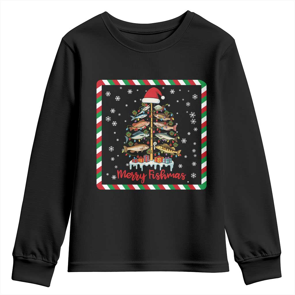 Merry Fishmas Youth Sweatshirt Funny Xmas Fishing Lover Gift - Wonder Print Shop