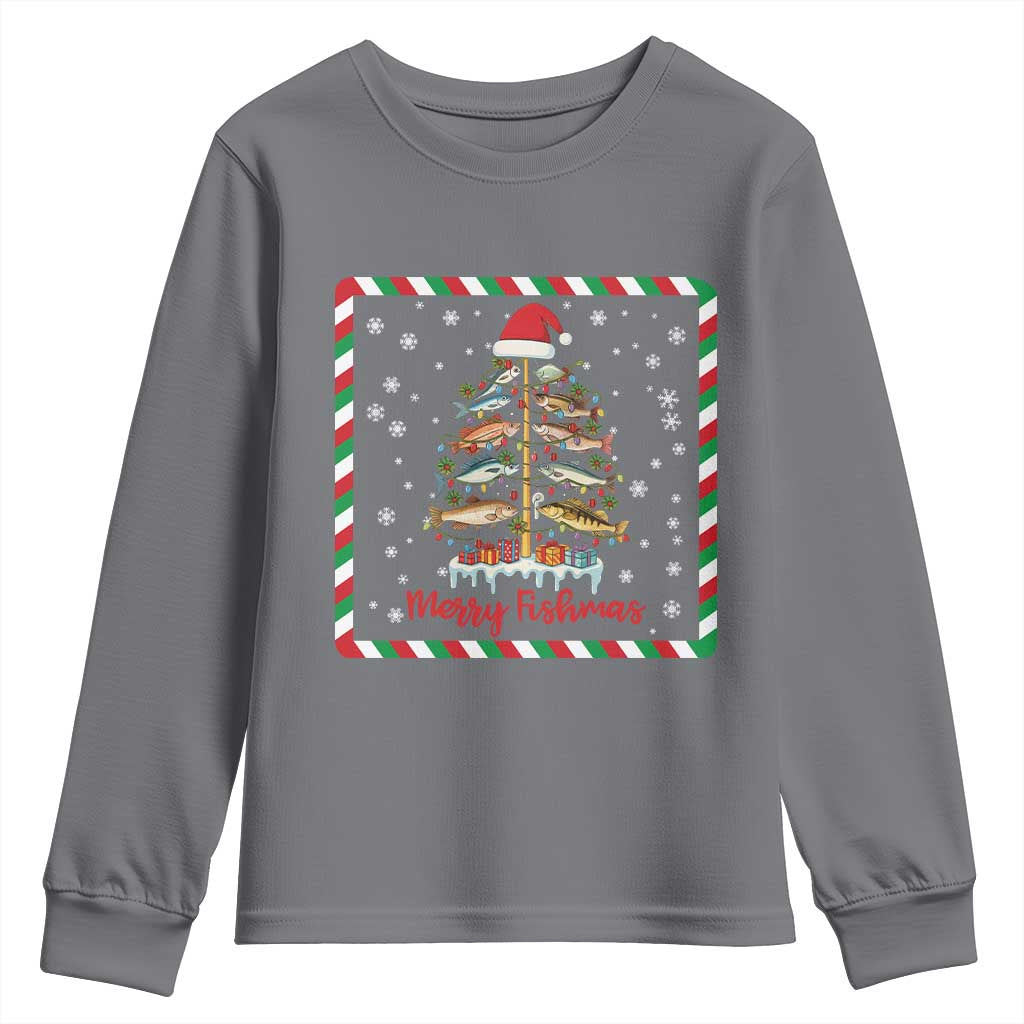 Merry Fishmas Youth Sweatshirt Funny Xmas Fishing Lover Gift - Wonder Print Shop