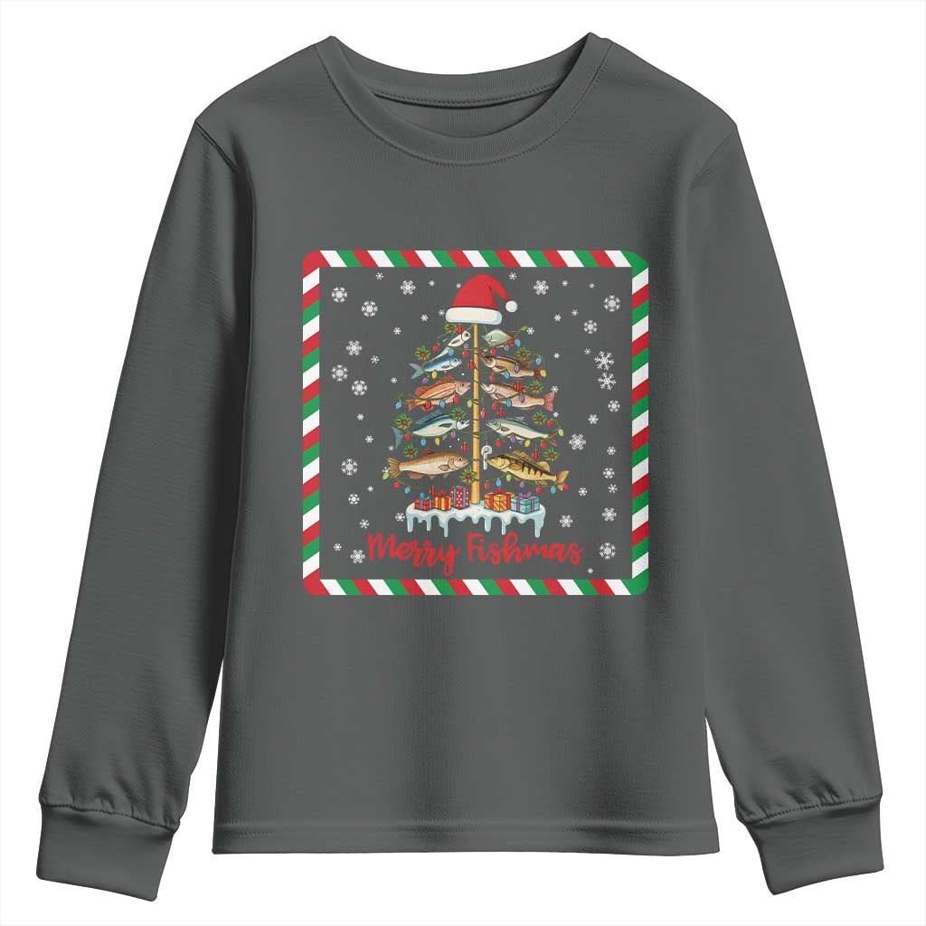 Merry Fishmas Youth Sweatshirt Funny Xmas Fishing Lover Gift - Wonder Print Shop